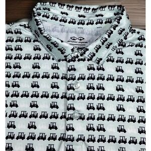 Mens Snake Eyes Golf Cart Print Polo Shirt Performance Golf Wicking‎ Sz Large ⛳️